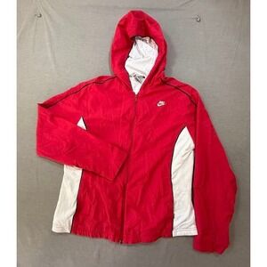 Nike Boy's Red Hooded Zip Up Jacket Lightweight Casual Athletic Sportswear XL‎